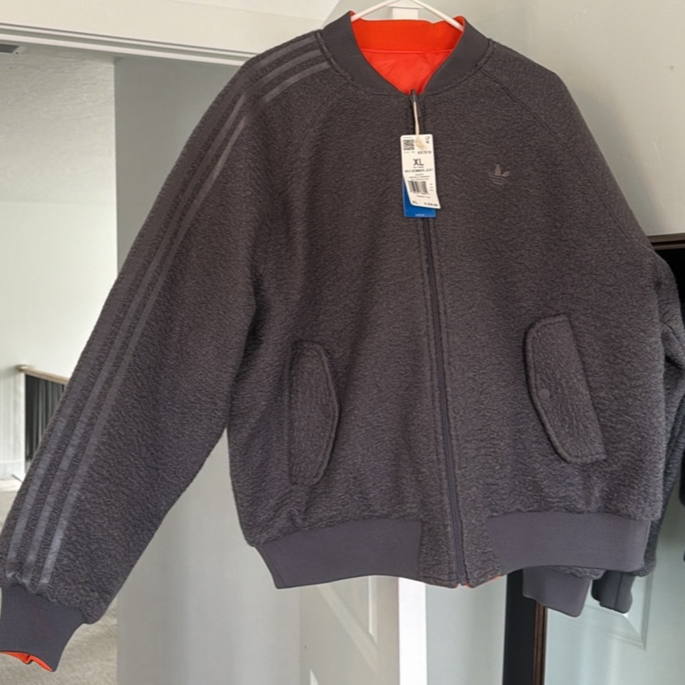 Adidas Gray/Orange Reversible Bomber Jacket